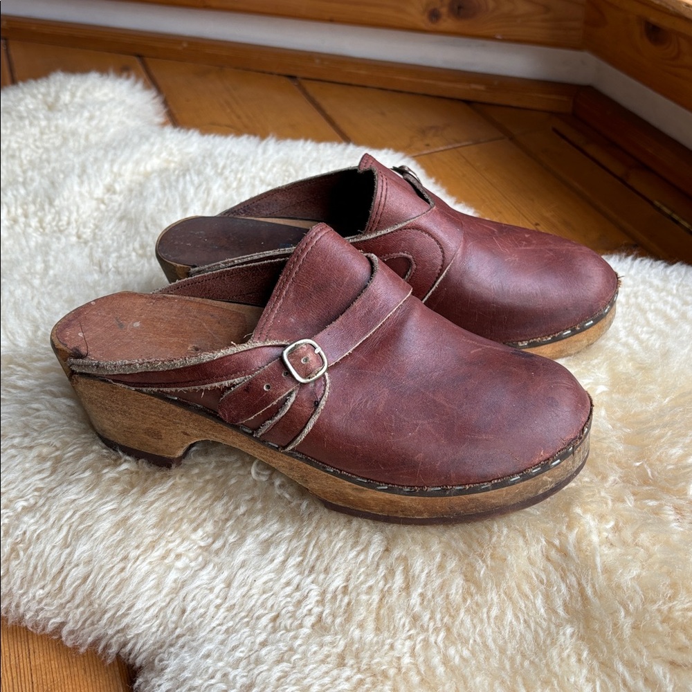 Vintage Swedish Leather Clogs